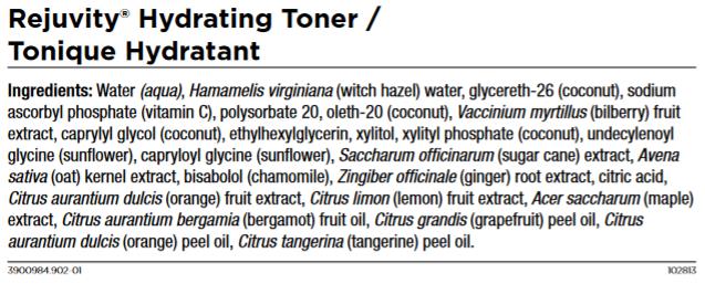 Ingredients in Toner