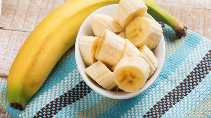 Fresh banana chopped up and diced as a snack