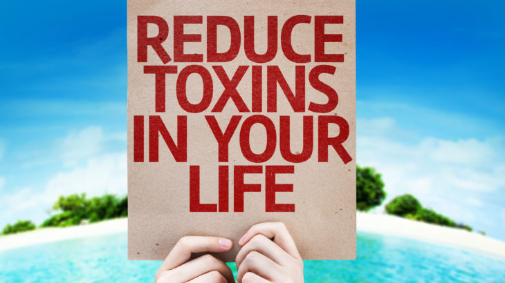 Reduce Toxins In Your Life card with a beach background