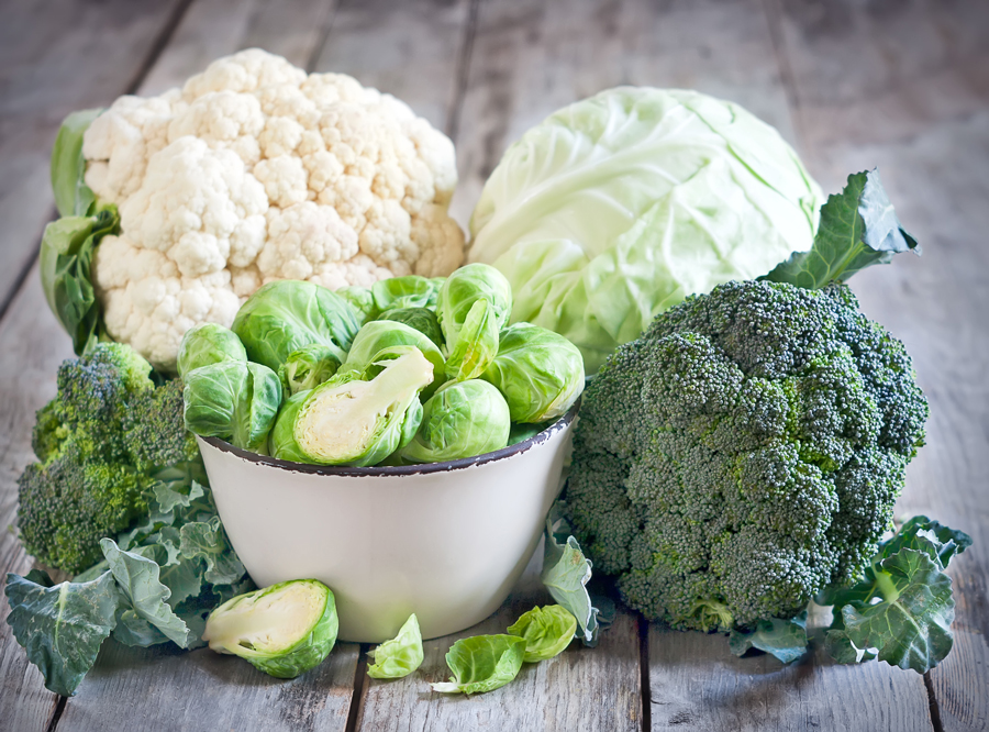 Assortment of cabbages and brocolli